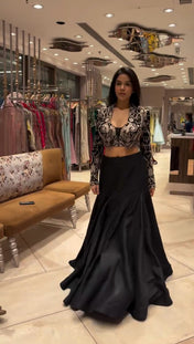 Wedding Wear Black Color Tapeta Silk Saree For Girls