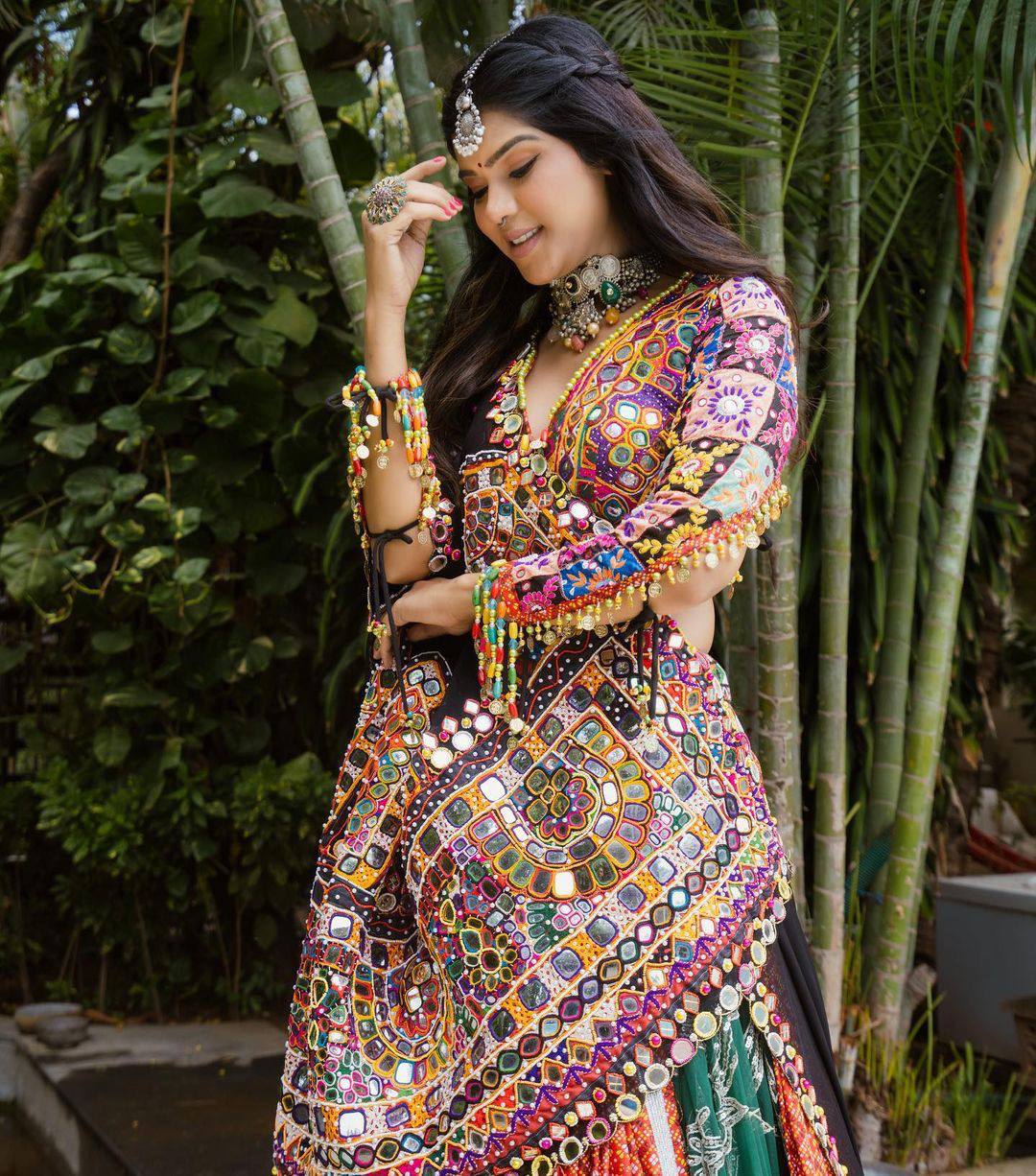 Amazeballs Printed Mirror Work Festive Wear Lehenga Choli