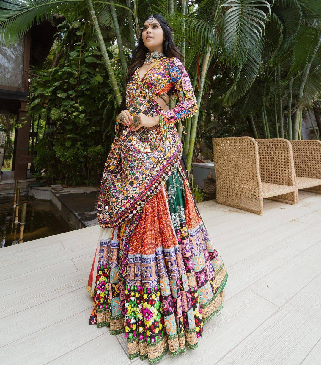 Amazeballs Printed Mirror Work Festive Wear Lehenga Choli