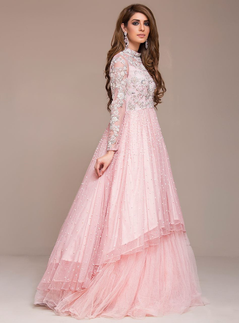 Beautiful Pink Color Lehenga Gown Dress Designs