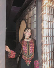 Black Cambric Embroidered Suit Set for Women