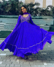 Beautiful Embroidered Ruffle Layer Gown Designs For Girls