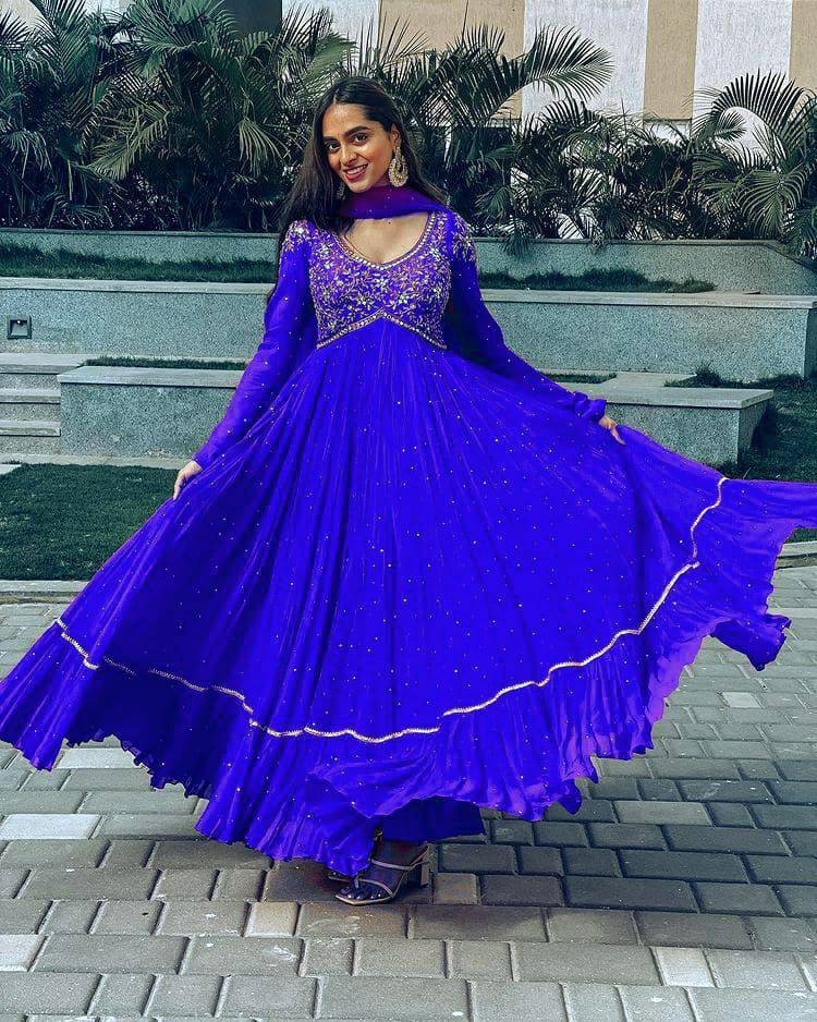 Beautiful Embroidered Ruffle Layer Gown Designs For Girls