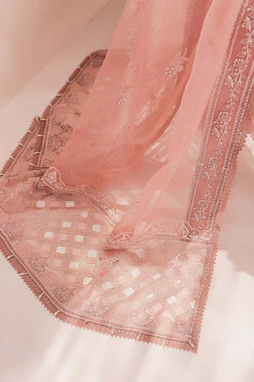 Elegant White Floral Embroidered 3 Piece Suit With Lace Detailing