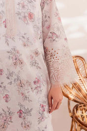 Elegant White Floral Embroidered 3 Piece Suit With Lace Detailing