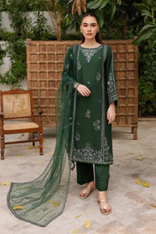 Deep Green Embroidered Straight Suit Set for Women