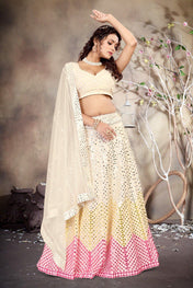 Festival Wear Multi Color Faux Georgette Lehenga For Girls