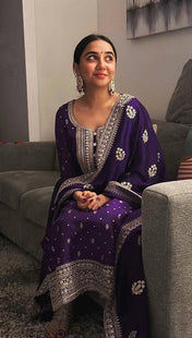 Festival Wear Purple Color Sharara Suit For Girls