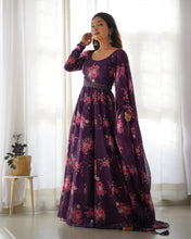 Festival Wear Wine Color Pure Soft Organza Silk Gown For Women