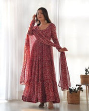Wedding Wear Rani Color Heavy Fox Georgette Gown For Women
