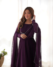 Party Wear Purple Color Heavy Fox Georgette Gown For Girls