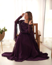 Party Wear Purple Color Heavy Fox Georgette Gown For Girls