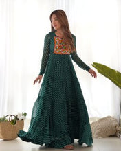 Festival Wear Green Color Heavy Fox Georgette Gown For Girls