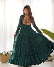 Festival Wear Green Color Heavy Fox Georgette Gown For Girls