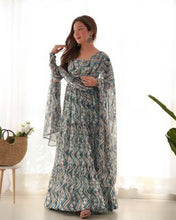 Party Wear Light Blue Color Heavy Fox Georgette Gown For Girls