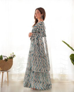 Party Wear Light Blue Color Heavy Fox Georgette Gown For Girls