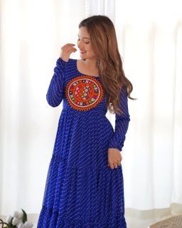 Wedding Wear Blue Color Heavy Fox Georgette Gown For Girls