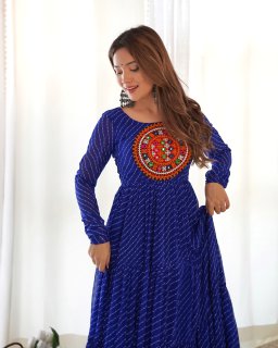 Wedding Wear Blue Color Heavy Fox Georgette Gown For Girls