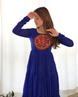 Wedding Wear Blue Color Heavy Fox Georgette Gown For Girls