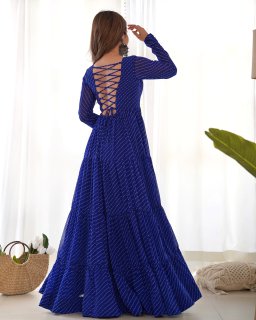 Wedding Wear Blue Color Heavy Fox Georgette Gown For Girls
