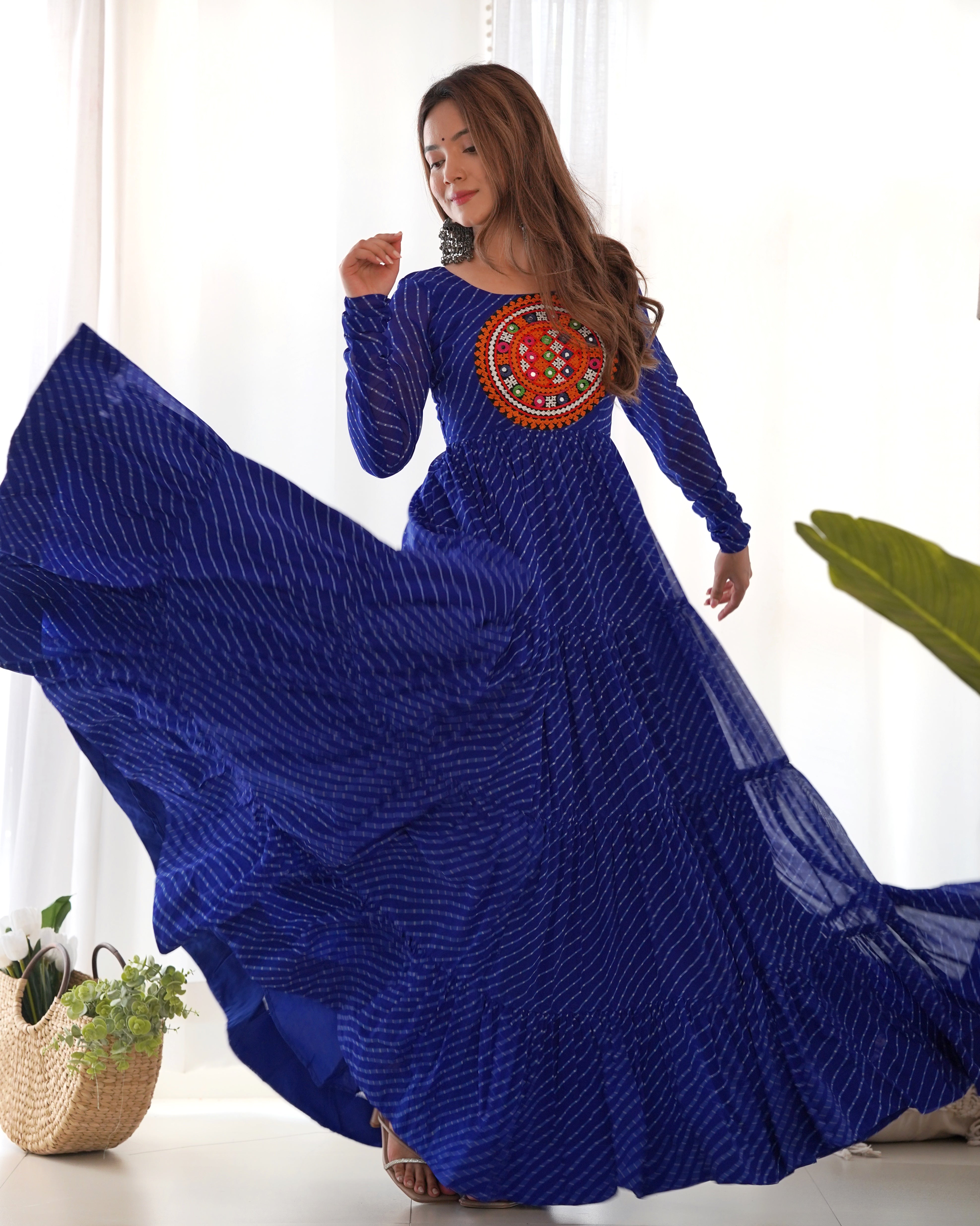 Wedding Wear Blue Color Heavy Fox Georgette Gown For Girls