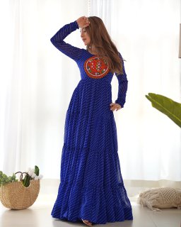 Wedding Wear Blue Color Heavy Fox Georgette Gown For Girls