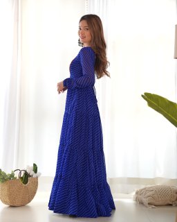 Wedding Wear Blue Color Heavy Fox Georgette Gown For Girls