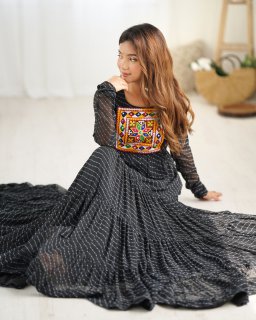 Festival Wear Black Color Heavy Fox Georgette Gown For Girls