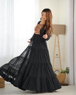Festival Wear Black Color Heavy Fox Georgette Gown For Girls