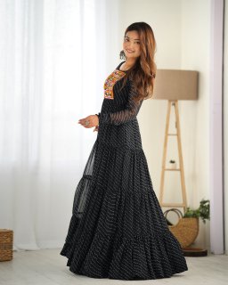 Festival Wear Black Color Heavy Fox Georgette Gown For Girls