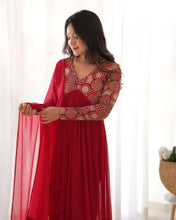 Wedding Wear Red Color Heavy Fox Georgette Gown For Girls