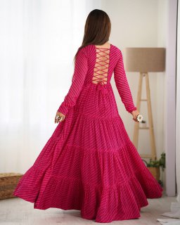 Party Wear Pink Color Heavy Fox Georgette Gown For Girls