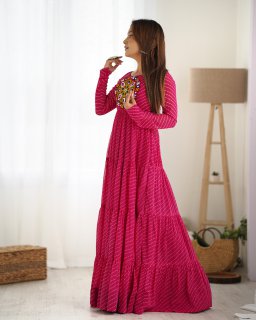 Party Wear Pink Color Heavy Fox Georgette Gown For Girls