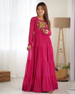 Party Wear Pink Color Heavy Fox Georgette Gown For Girls
