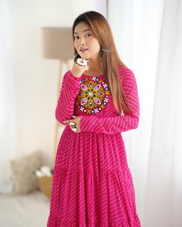 Party Wear Pink Color Heavy Fox Georgette Gown For Girls