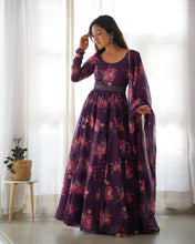 Festival Wear Wine Color Pure Soft Organza Silk Gown For Women
