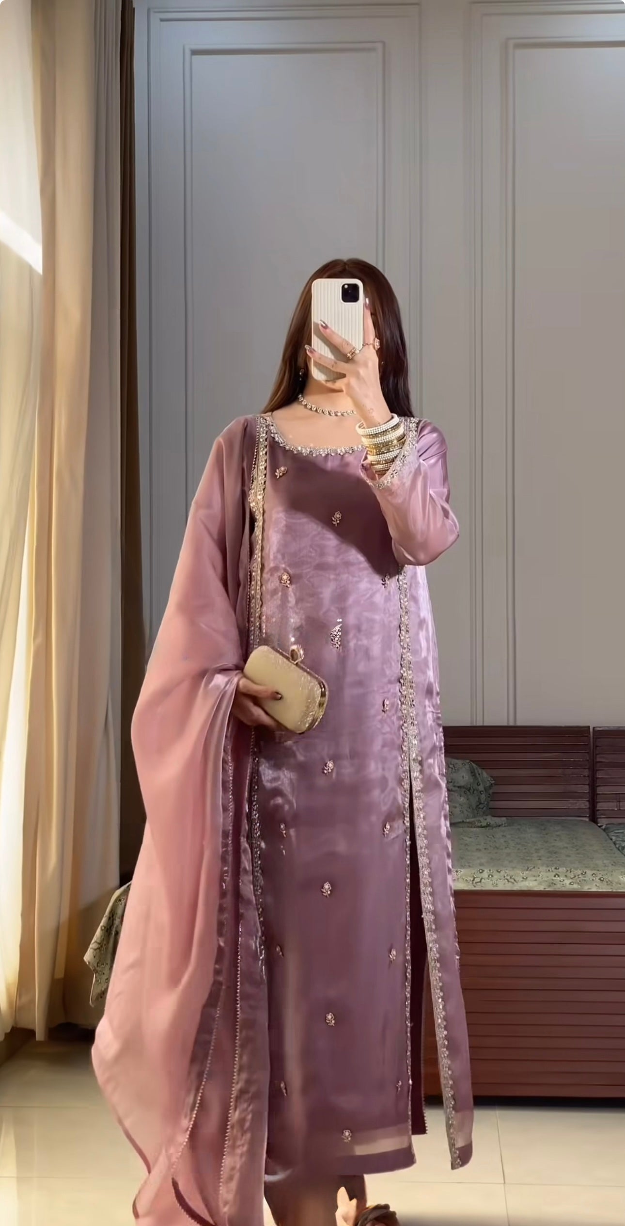 Wedding Wear Light Purple Color Heavy Embroidery Suit For Girls