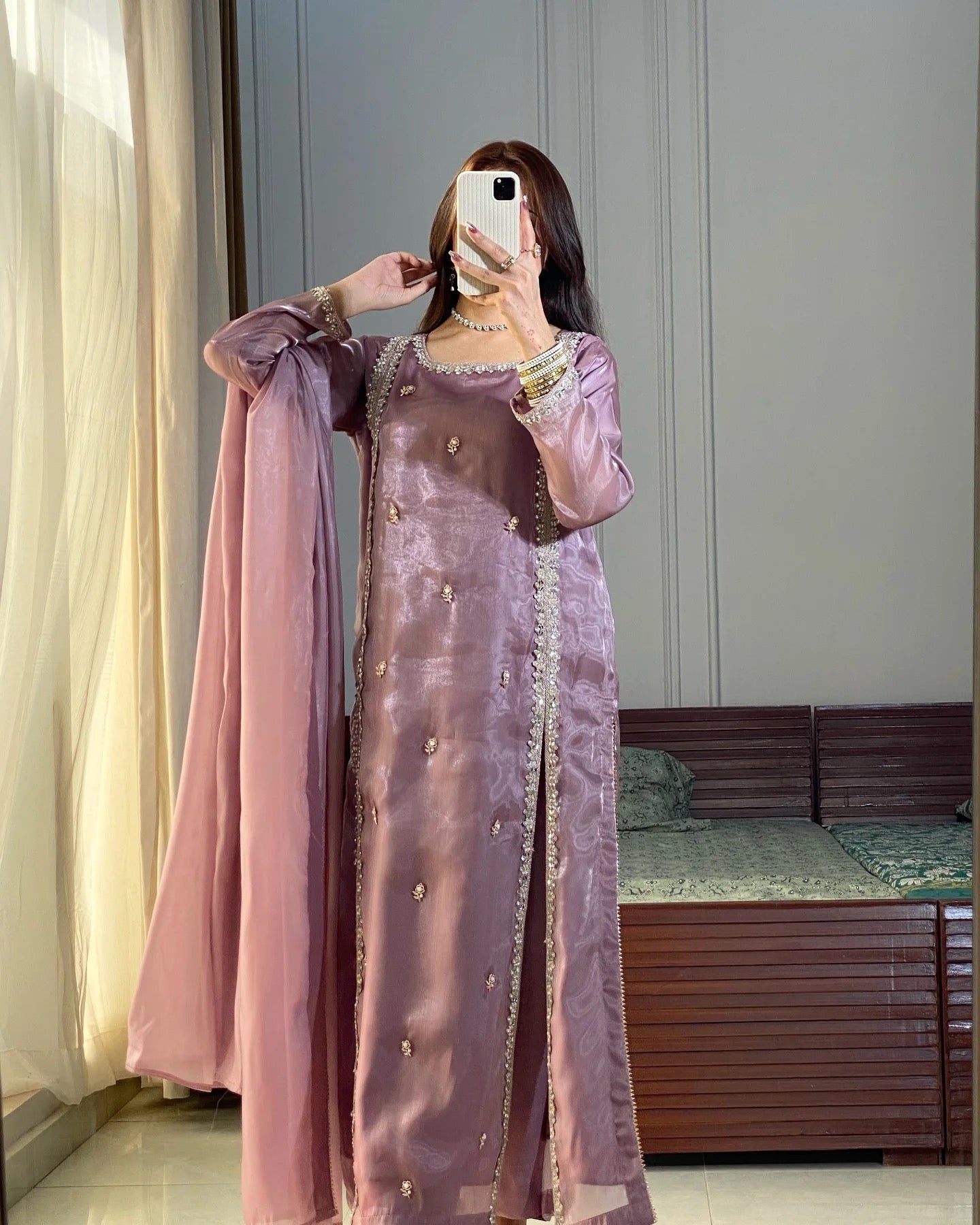 Wedding Wear Light Purple Color Heavy Embroidery Suit For Girls