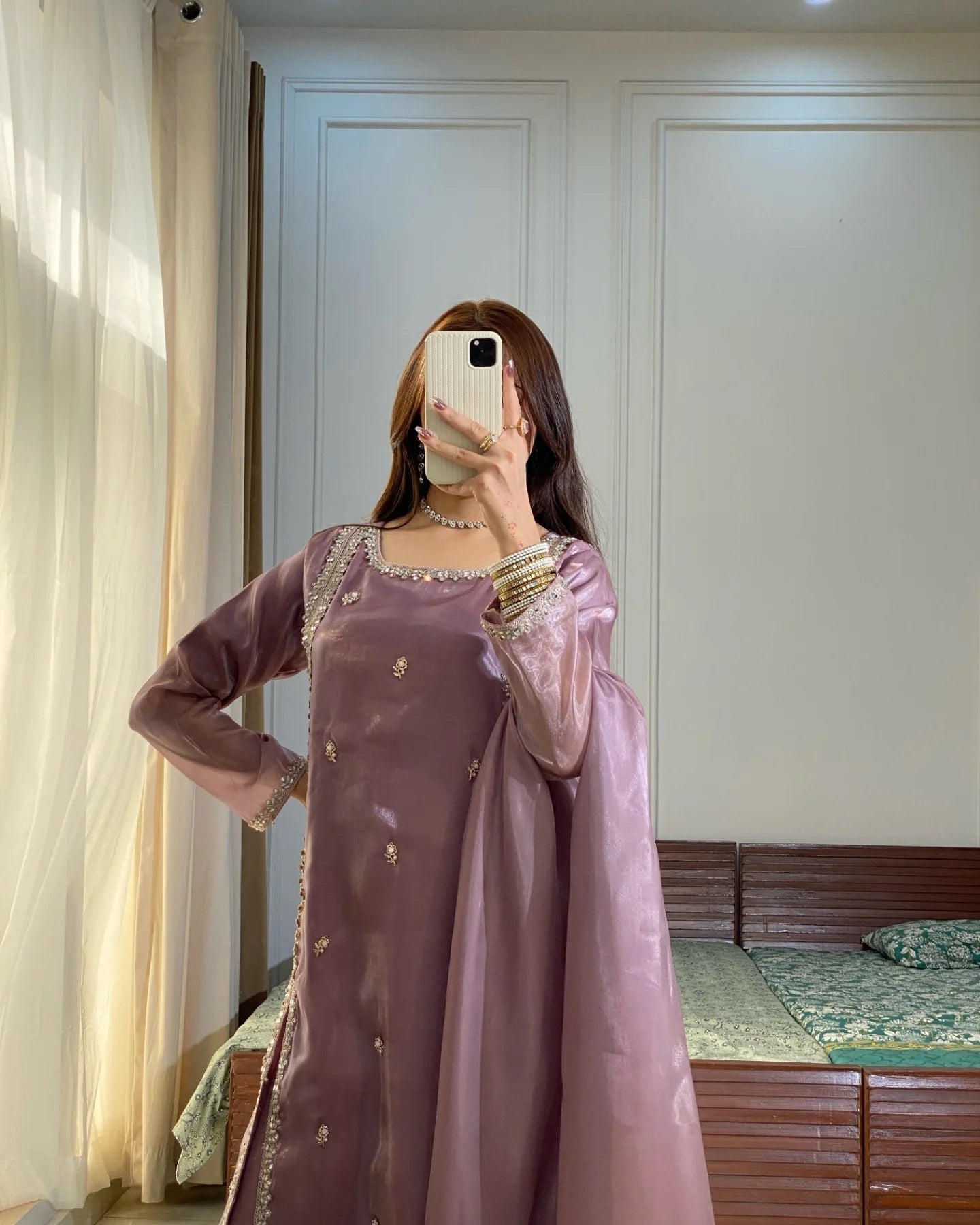Wedding Wear Light Purple Color Heavy Embroidery Suit For Girls