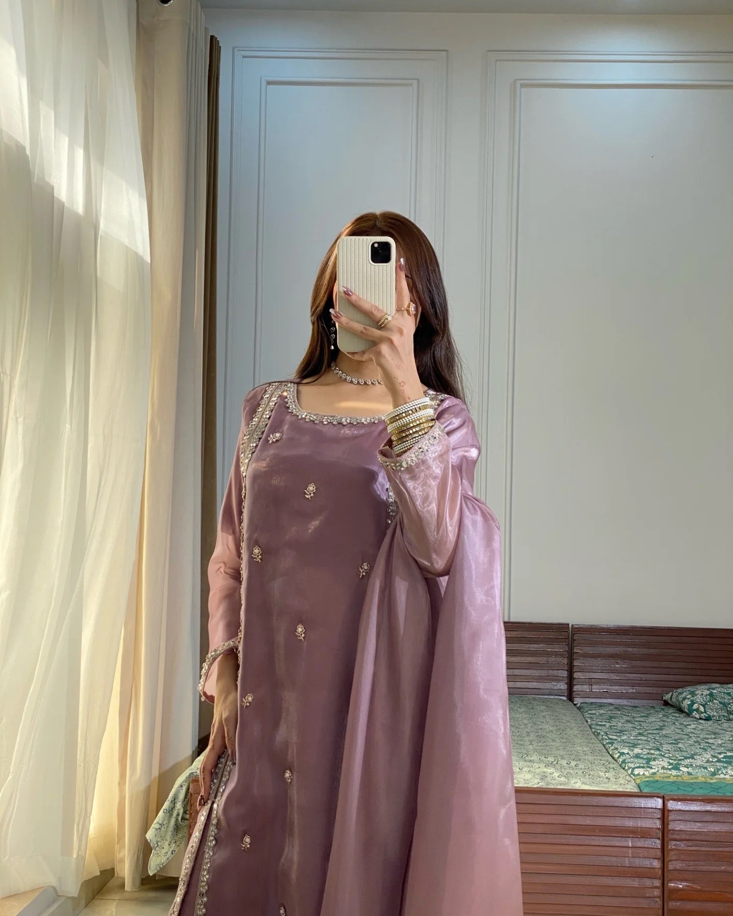 Wedding Wear Light Purple Color Heavy Embroidery Suit For Girls