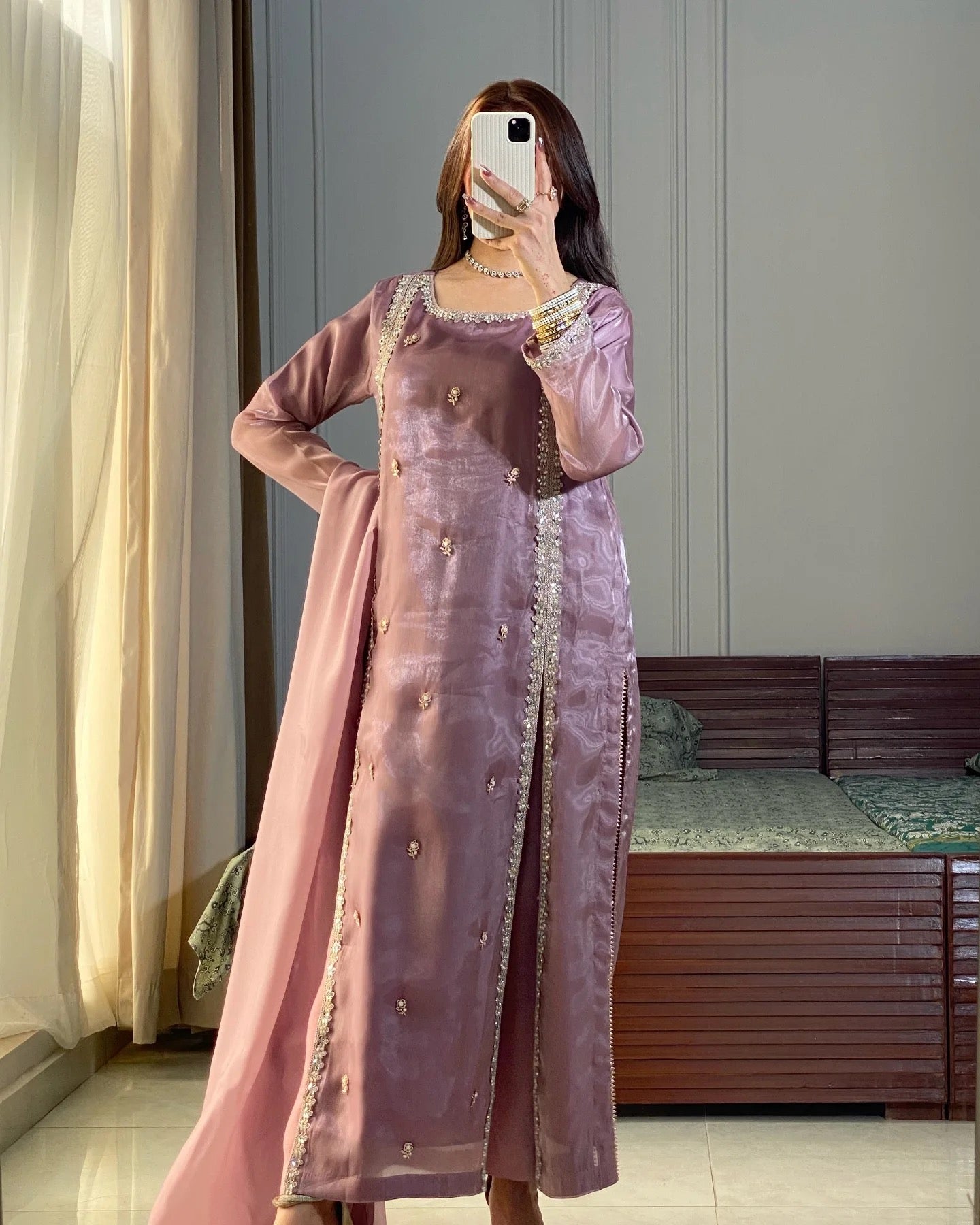 Wedding Wear Light Purple Color Heavy Embroidery Suit For Girls