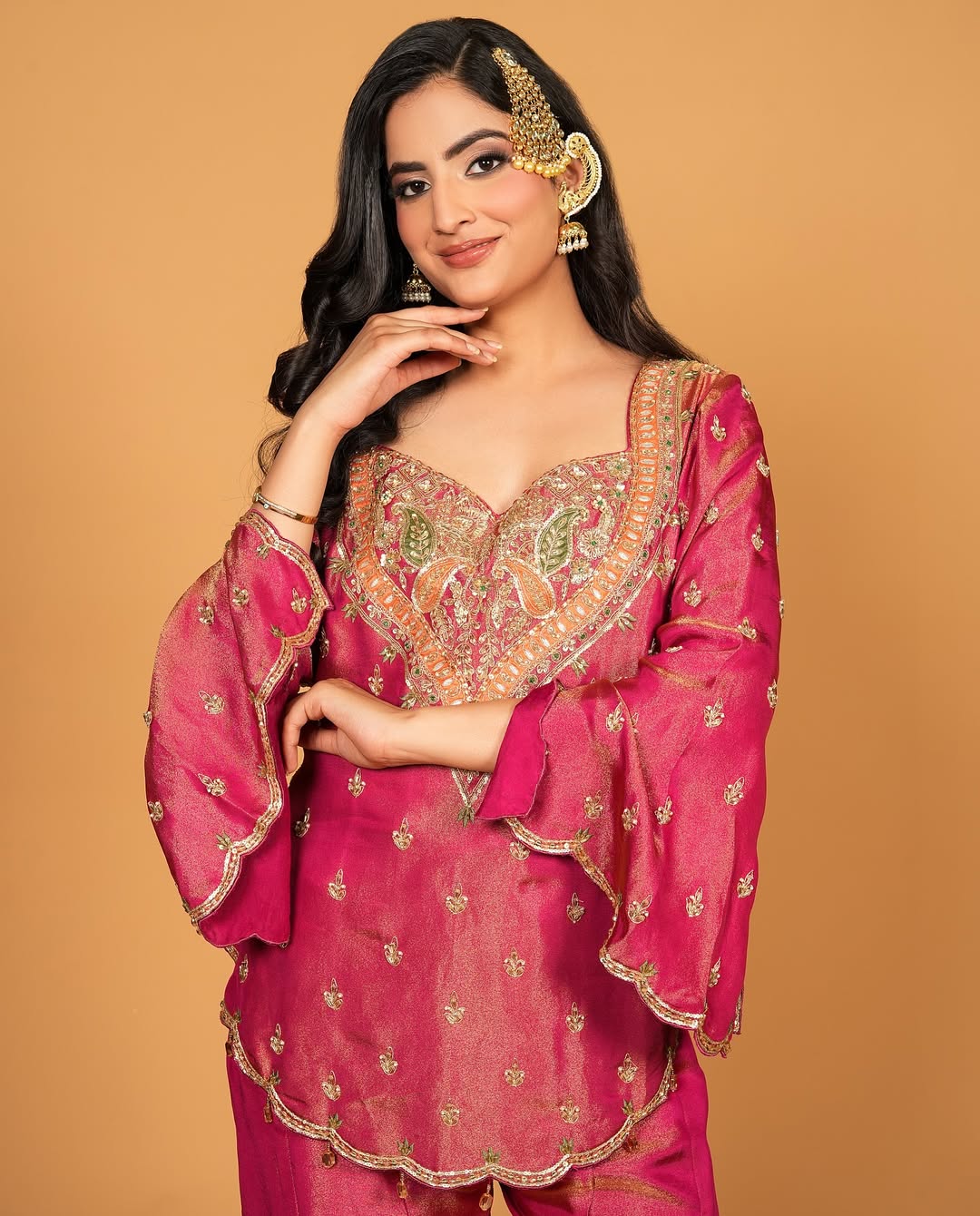 Party Wear Pink Color Silk Embroidery Sequence Suit For Girls