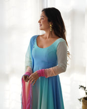 Party Wear Multi Color Heavy Fox Georgette Gown For Women