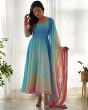 Party Wear Multi Color Heavy Fox Georgette Gown For Women