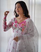 Festival Wear White Color Heavy Soft Organza Silk Gown For Girls