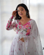 Festival Wear White Color Heavy Soft Organza Silk Gown For Girls