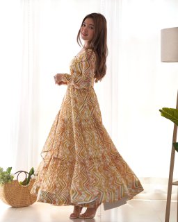 Festival Wear Multi Color Heavy Fox Georgette Gown For Girls