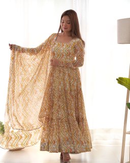Festival Wear Multi Color Heavy Fox Georgette Gown For Girls