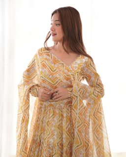 Festival Wear Multi Color Heavy Fox Georgette Gown For Girls