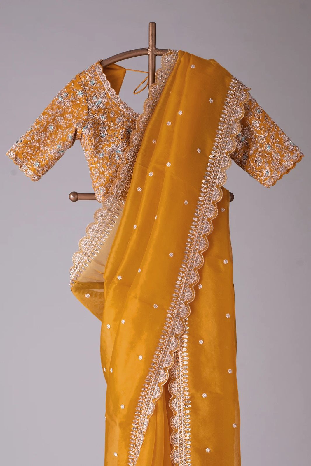 Wedding Wear Yellow Color Havy Tibby Silk Saree For Women